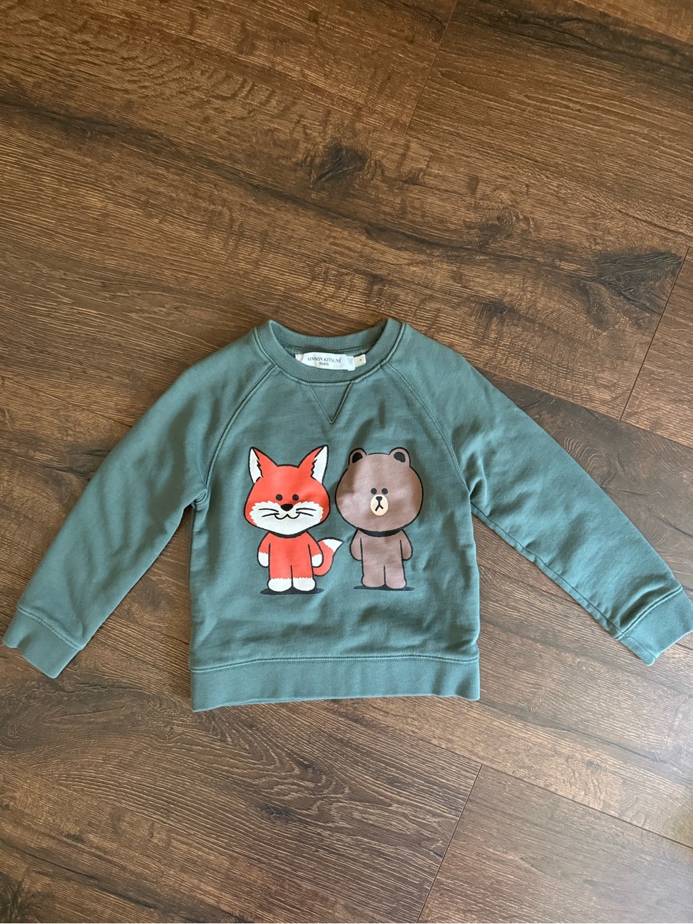 MAISON KITSUNE x Line Friends collaboration Green Kids Graphic Sweatshirt